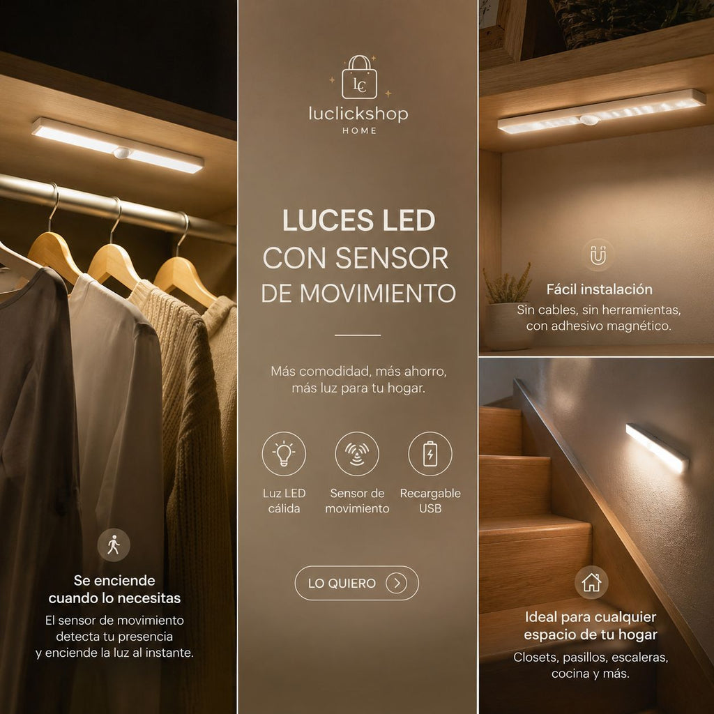 Luz Led Barra Con Sensor Movimiento 21cm