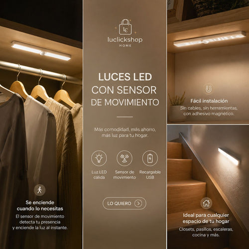 Luz Led Barra Con Sensor Movimiento 21cm