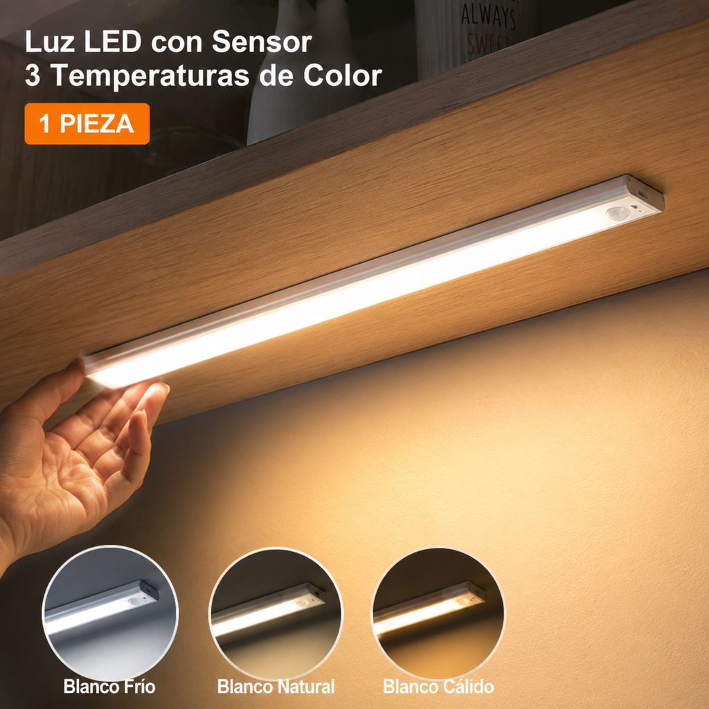 Luz Led Barra Con Sensor Movimiento 21cm
